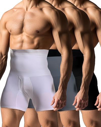 3 Pcs Men Girdle Tummy Control Shorts Compression Underwear High Waist Trainer Shapewear Body Shaper Boxer Briefs