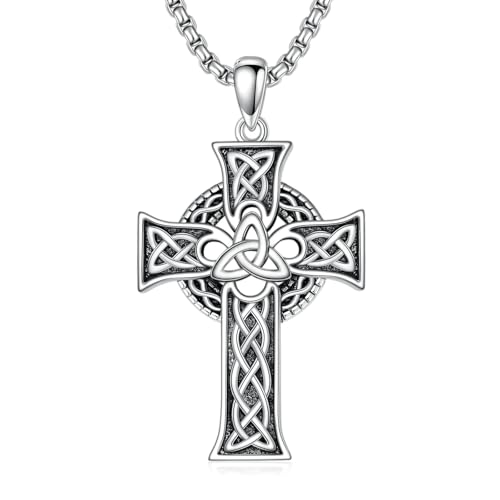 Collier croix celtique homme argent sterling bijou de protection chrétien 55cm