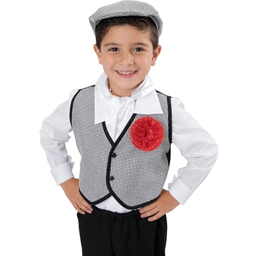 Wildarms Disfraces Chulapo Tradicional Madrileño Set Completo de 6 Piezas con Chaleco, Camisa y Pañuelo Disfraz para Fi   variaciones (1 2 años)