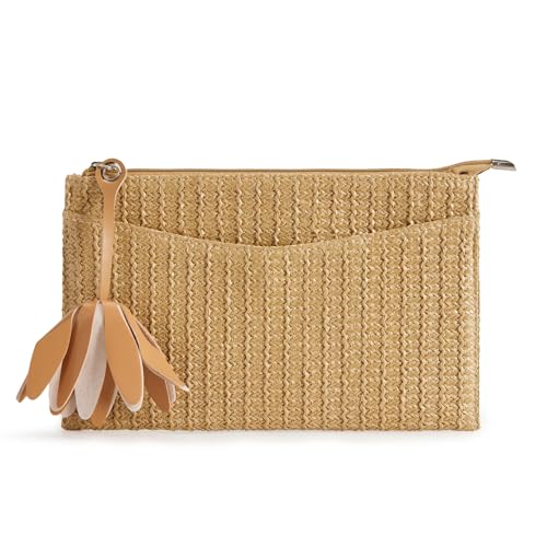 Image of BRYCTSISEN Women Straw Beach Clutch Purse Handbag Summer Elegant Vacation Style Shoulder Bag Crossbody Bag