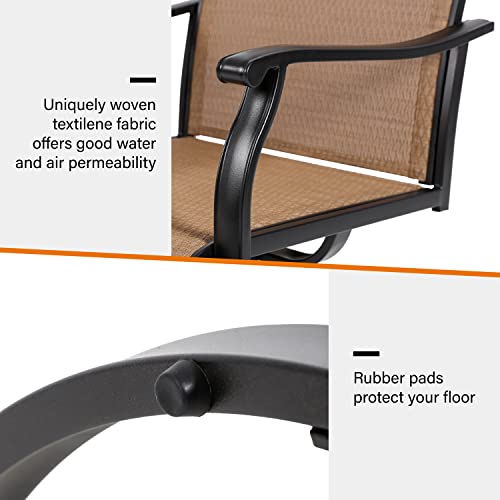 Anmutig Patio Swivel Dining Chairs Set Of 2, Outdoor Metal Chair With Textilene Mesh Fabric Patio Furniture Set Porch Chairs With Metal Rocking Frame For Lawn Garden Backyard #TOP3