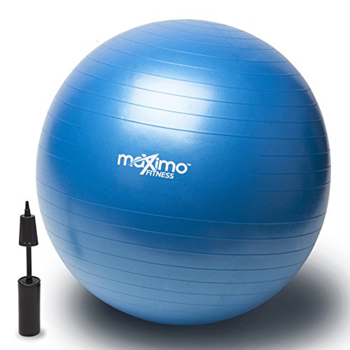 Maximo Fitness Gymnastikball Ball 55cm - Ideal für Stabilitätstraining, Rumpf- und Gleichgewichtsübungen, Pilates, Crossfit - Blau