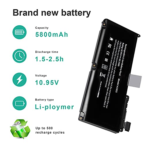 Image of ASUNCELL A1331 13 inch A1342 (Late 2009 Mid 2010) Laptop Battery for Apple MacBook Unibody fits 661-5391 020-6582-A MC233LL /A MC207LL /A MC516LL /A