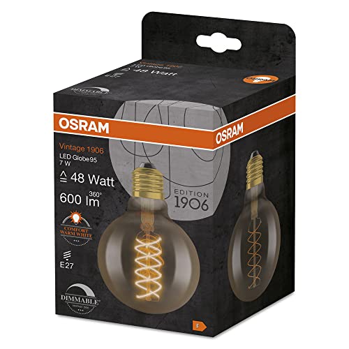 Ampoule LED E27 globe Osram Vintage 1906 dimmable 7W 600lm filament spirale