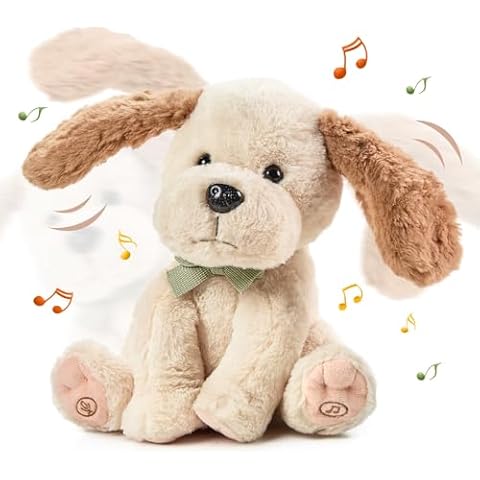 TUMAMA Baby Animated Plush Dog, Interactive Singing Talking Puppy Dog Stuffed Animal Toys, 10” Cover