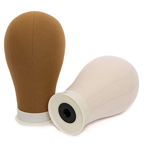peplwig Canvas Head Polyurethane Block Wig Mannequin Head 21-24 Inches, Used For Wig Making Model Mannequin Head With Mounting Holes 22 Khaki