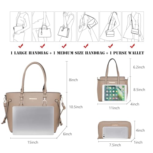 Image of Montana West 3PCS Purses for Women Tote Bag and Wallet Set Shoulder Satchel Handbags