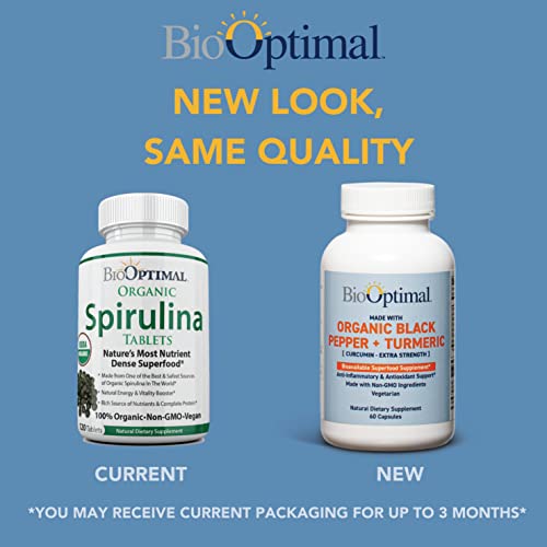 Biooptimal Organic Turmeric Capsules, 2 Month Supply, Turmeric Curcumin Supplement, Organic Turmeric, Non-Gmo, Extra Strength, Joint Pain Relief, 1 Daily, 60 Turmeric Pills, Packaging May Vary #TOP1
