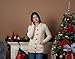 SAOL 100% Merino Wool Ladies Irish Buttons Knit Cardigan with Pockets - Ivory/Natural, X-Large