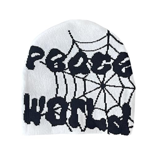 Y2K Beanie Hat for Men & Women Trendy Soft Stretchable Winter Cap, Spider Web Design Cold Knit Weather Accessory