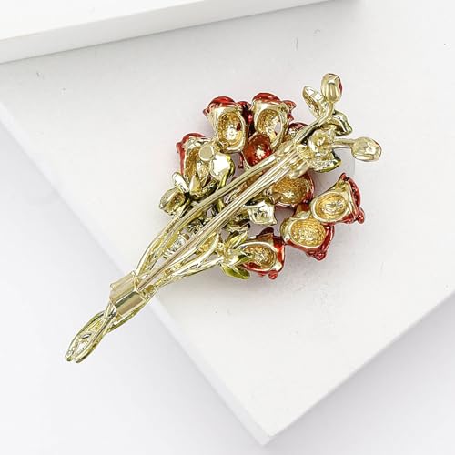 Image of Rhinestone Flower Brooches for Women Enamel Floral Brooch Lapel Pins for Mom Wife Elegant Dress Accessories Mother's Day Jewelry Gifts
