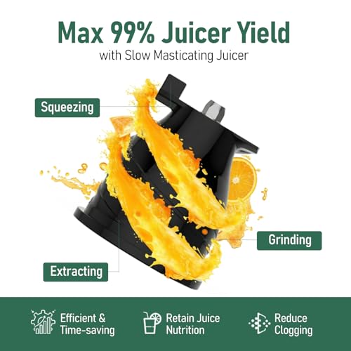 Image of Tiffri&Co Cold Press Juicer, Masticating Juicer for Fruits and Vegetables | 6 inch Wide Feed Chute, 600W AC Brushless Motor, 95% Juice Yield, 50 db Quiet, Suit for Juice Nut Milk & Sorbet,BPA-Free