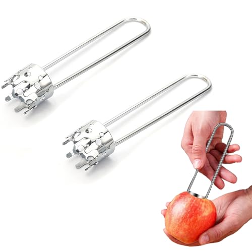Descorazonador de Manzanas de Acero Inoxidable,2 PCS Descorazonadors de Semillas de Pimiento para Descorazonar Manzanas,Pimientos y Peras,con Descorazonador y Quitasemillas (15.5 x 3.4 cm)