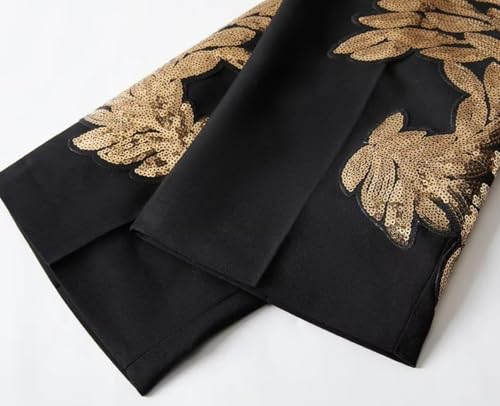 Mens 2 Piece Suit Slim Fit Sequin Shiny One Button Tuxedo Black Sequin Jacket Pants Sets for Wedding Party Prom Set MCM074