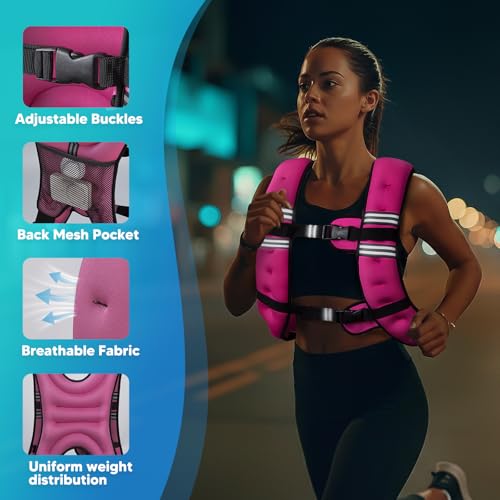 Image of Weighted Vest, 6lb /8lb /12lb /16lb /20lb /25lb /30lb Weight Vest with Reflective Stripe, for Men Women Workout Equipment for Strength Training, Running, Jogging, Fitness, Weight Loss