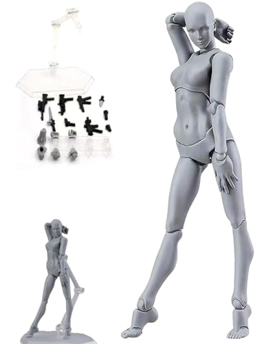 Image of Body Kun, Gray Female Desktop Figure Model, Includes Accessories, Ideal for Drawing, Painting, Photography, and Home Decoration, Figure Model for Sketching, Office and Home Decor