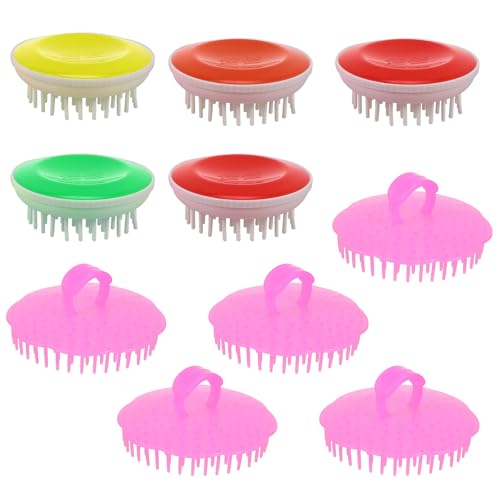 ROMISBABA 10 Cepillos Masajeadores para Cuero Cabelludo Silicona Suaves y Firmes Cepillos para Champú y Limpieza Profunda del Cuero Cabelludo Ideales para Ducha y Masaje Relajante