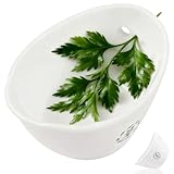 Herb Stripper Bowl with Foldable Spoon: Food-Grade Silicone Herb Stripper Tool with 304 Stainless Steel Spoon, Dishwasher Safe - Suitable for Parsley, Basil, Rosemary, Thyme & Mint