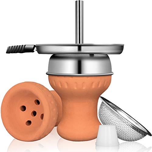 DFESKAH Shisha Tonkopf Set, Shisha Kopf Set inkl. Kaminaufsatz + Tabak Sieb & Dichtung, Premium Wasserpfeife Zubehör für…