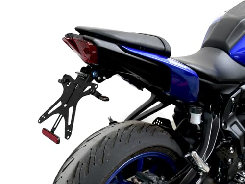 Sportlicher Kennzeichenhalter verstellbar, kompatibel mit Yamaha MT 07 2013-2024 + Kennzeichenlicht + SUPP originale Blinker + Rückstrahler | SEPTAR