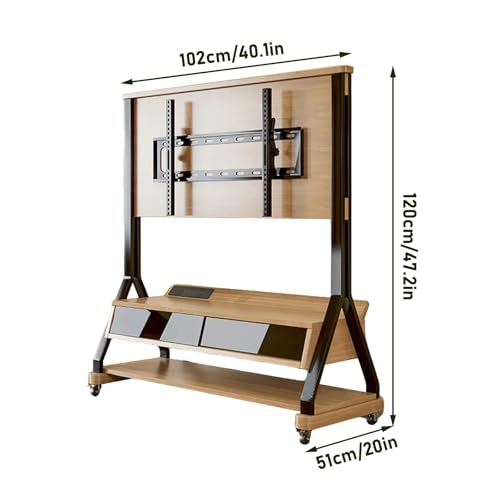 Soporte móvil para TV 40-85 pulgadas con ruedas y estantes de madera miniatura 2