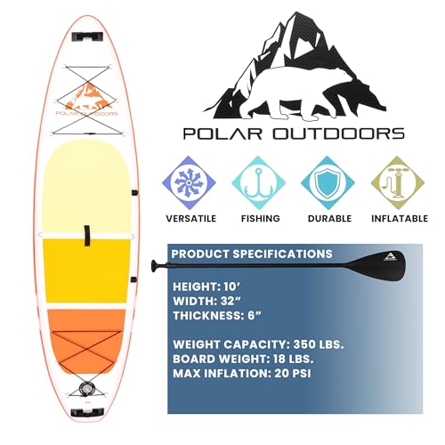 Polar Outdoors Inflatable Stand Up Paddle Board for Youth & Adults