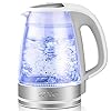 SULIVES Electric Kettle, 1.7L Double Wall Water Boiler, 1200W Hot Water Kettle, Cool Touch Borosilicate Glass Electric Tea Kettle with Auto Shut-Off and Boil-Dry Protection