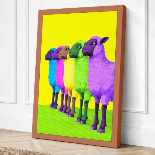 Image of Rainbow Llama Trio Canvas Wall Art Print 36x24 Inch