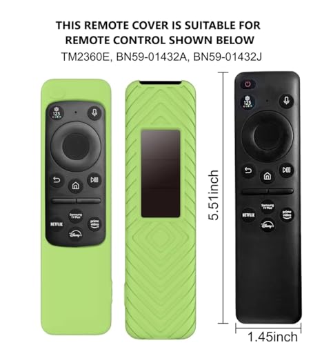 Image of Silicone TV Remote Cover Compatible with Samsung Smart TV Remote 2023 BN59-01432G BN59-01432A (Samsung Smart TV 2023 Model Solar Remote Cover - Style 3, Luminiscent Green)