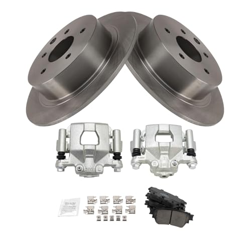 Image of TRQ Rear Brake Pad and Rotor Set Ceramic Rotors Calipers Compatible with 2019-2021 Nissan Altima