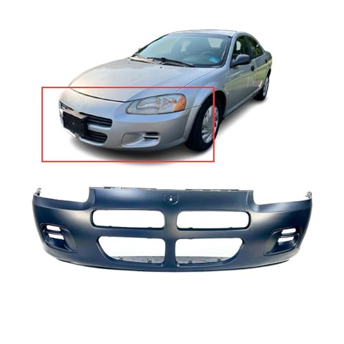 Image of FitParts Compatible with Dodge Stratus 2001-2003 Front Bumper Cover | Primed, Without Fog Light Holes, Sedan, Ready to Paint, OEM 4805251AB, CH1000324