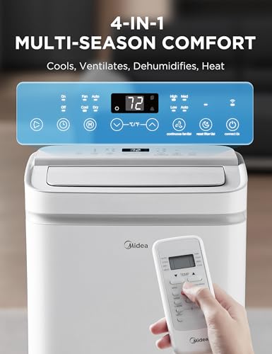 Image of Midea 14,000 BTU ASHRAE (10,000 BTU SACC) Portable Air Conditioner, Cools up to 450 Sq.Ft., with Dehumidifier&Fan mode&Heat, Control with Remote, Amazon Alexa&Google Assistant, Easy-to-use and Instal