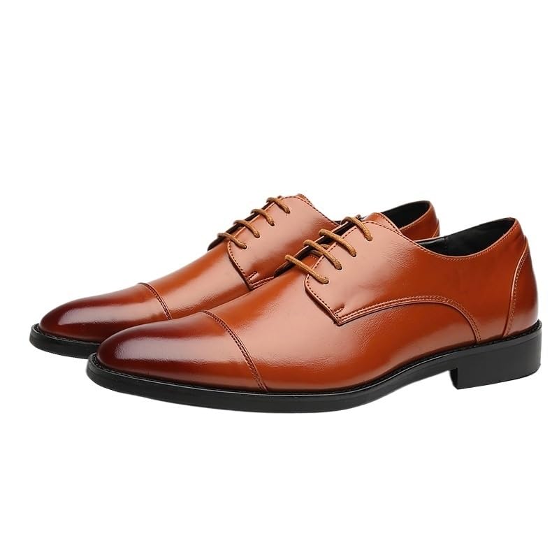 Men's Oxford Dress Shoes Spanish Leather Wingtip Business Tuxedo Wedding Anti-Slip Non Slip Formal Casual Classic Lace Up(Yellow,6.5)