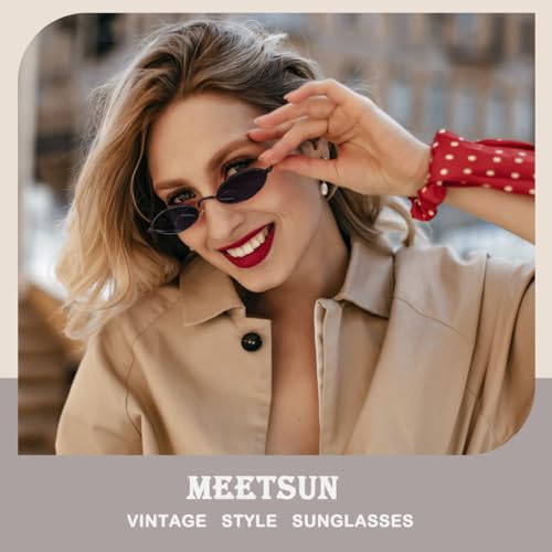 MEETSUN Vintage 90s Small Oval Sunglasses For Women Men Metal Frames Designer Gothic Glasses2