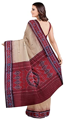 Image of COTTONSILK & KHANDUAPATA Sambalpuri Handloom Saree Women's Cotton Saree Odisha Handloom Handmade Pure Cotton Khandua Natural Cotton Ikat Sambalpuri Saree For Women ikat Handloom Saree For Women