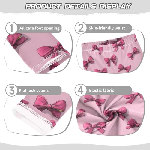 Girls Leggings Pink Bows Soft Toddler Leggings for Girls Kids Pants Size 4T-10T3