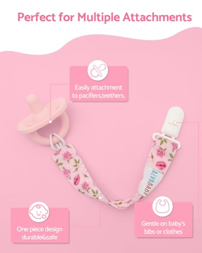Image of ALVABABY Pacifier Clips 8 Pack Pacifier Binky Paci Holder Leashes for Baby Teethers Floral 8DP14