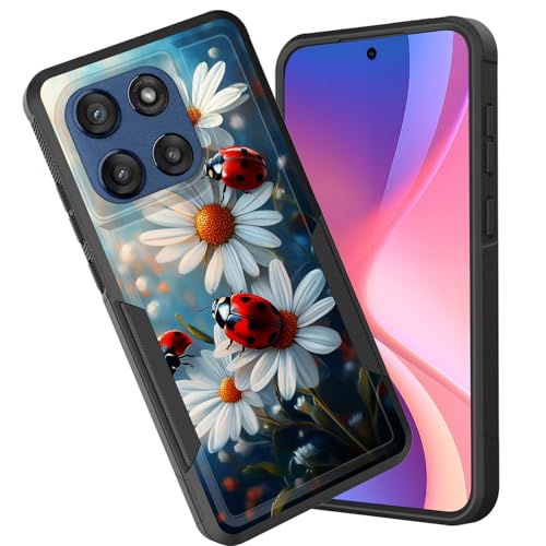 Coque Motorola Moto Edge 2026 antichoc double couche imprimé coccinelles et marguerites