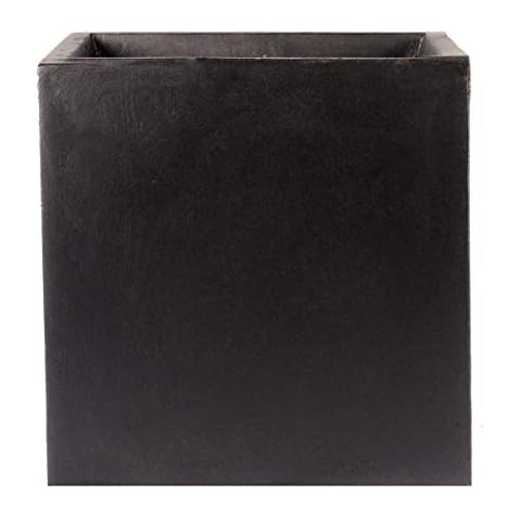 IDEALIST Medium Flower Outdoor Garden Planter Floor Pot with Drainage Hole Contemporary Light Concrete Square Box L30 W30 H30.5 cm Black, 27 ltrs Cover