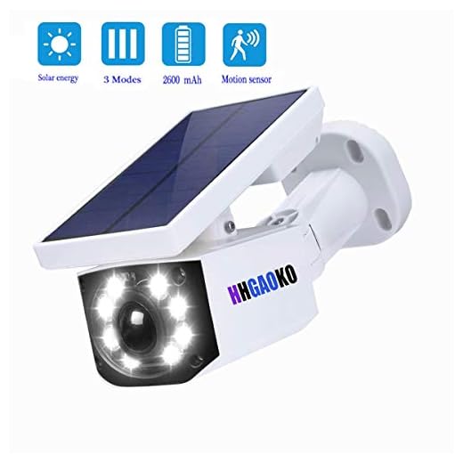 HHGAOKO Solar Lights Motion Sensor LED Light Outdoor Dummy Security Camera Flood Light Excellent Illumination Waterproof Easy-to-Install