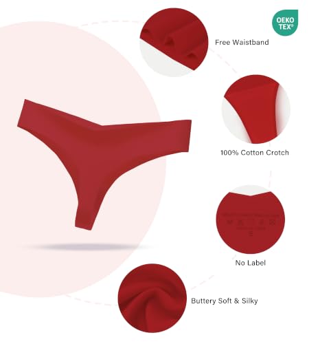 Image of SHARICCA Women No Show Seamless Underwear Thong Invisible Soft Panties Multi Pack