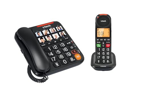 VTech CL6550 Schnurgebundenes Telefon + Schnurloses DECT-Telefon, mit großen Tasten, Anrufblock, Mobilteil und Basis mit Lautsprecher, großen Tasten und großem Display, Kompositionstasten mit Foto VTech CL6550 Schnurgebundenes Telefon + Schnurloses DECT-Telefon, mit großen Tasten, Anrufblock, Mobilteil und Basis mit Lautsprecher, großen Tasten und großem Display, Kompositionstasten mit Foto