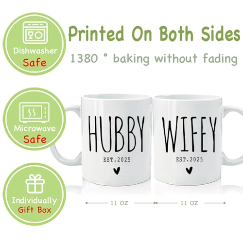 EST-2025-Hubby-Wifey-Mugs-Set-Wedding-Gift-for-Couples-EST-2025-Announcement-to-be-Newlywed-Mug-Promoted-to-Be-Hubby-Wifey-Wedding-Gift-Bridal-Shower-Couples-Valentine-Gift EST 2025 Hubby Wifey Mugs Set Wedding Gift for Couples EST 2025 Announcement to be Newlywed Mug Promoted to Be Hubby Wifey Wedding Gift Bridal Shower Couples Valentine Gift