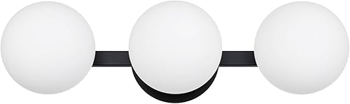 Miniatura 11 de Lámparas de tocador de baño, modernas 2 luces de globo para pared, color negro mate, lámpara de montaje en pared de porche para baño, espejos, Mate