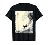 Funny Cat Surfing The Great Wave Japanese Ukiyo-e Cat T-Shirt