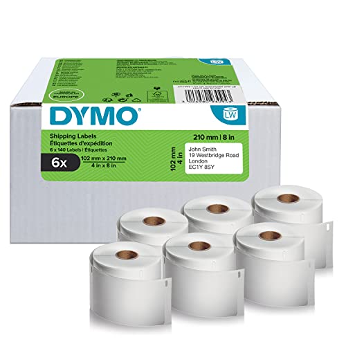 Dymo Lw Etichette Originali Per Etichettatrice Labelwriter 5Xl/4Xl | 102 Mm X 210 Mm | 6 Rotoli Da 140 Etichette Facili Da Staccare (840 Pezzi) | Nero