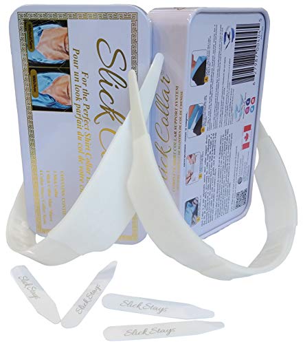 Slick Collar Adjustable Shirt Collar Support Bonus 3 Piece Set with Collar Stays for Men and Women with Women s Slick Collar Slim and EDC Metal Box