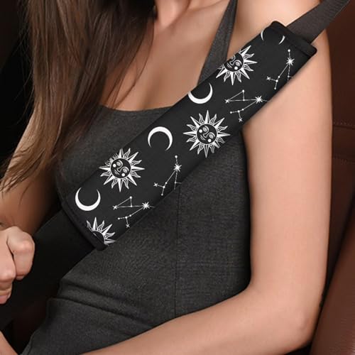 Image of AFPANQZ Moon Star 2pcs Universal Car Seat Belt Pads Cover Vehicle Seat Belt Comfort Shoulder Pads for Adults Comfortable Pads Cushion for Adults Kids Non-Slip Shoulder Straps