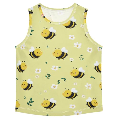 Bolaz Boys Athletic Quick Dry Tank Top Sleeveless Workout T Shirts Age 11-15,Bee and Daisy