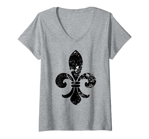 Mardi Gras T-shirt Carnevale Fleur de Lis Regalo Uomo Donna Maglietta con Collo a V
